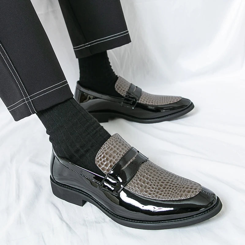 Slipper Schuhe Herren Color Blocked Business Freizeit Mode Rundkopf Formelle Hochzeitsschuhe