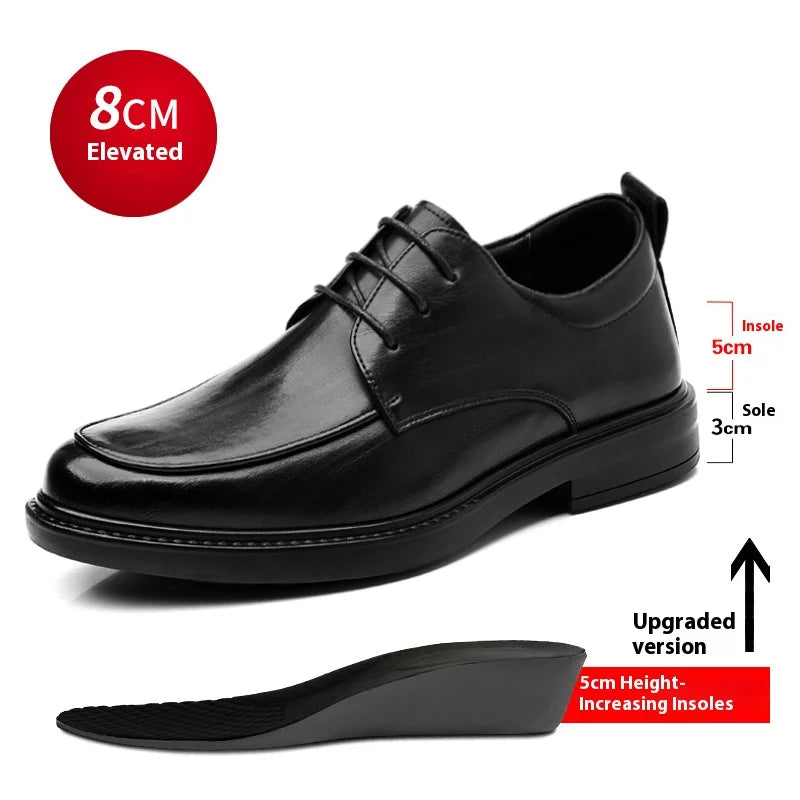 Men Plus Size Elevator Shoes 3/6/8CM Height Increase Formal Office Wedding Party Dress Heightened Shoes Casual Leather Oxfords