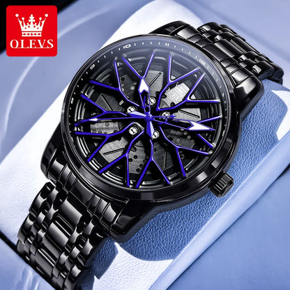 OLEVS Watches Man 3701 New High Quality Original Mens Luck Flywheel Quartz Watch 30M Waterproof Sports Watches For Men Reloj