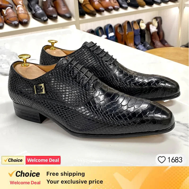Italian Handmade Men's Oxford Shoes Real Calf Leather Black Brown Classic Brogue Business Wedding Dress Shoes For Men 2026 New