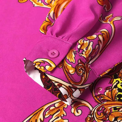 VONDA Maxi Dress  Summer Women Bohemian Printed Party Sundress Long Sleeve Stand Collar Casual Robe Holiday Vestidos Belted