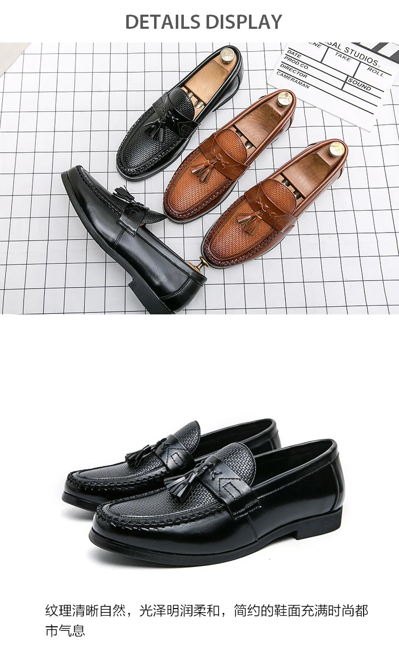 Herren Business Casual Schuhe Hochwertige Brogues Leder Loafers Gesellschaftliche Party Lederschuhe Herren Quasten Hochzeitsschuhe