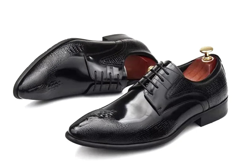 Herrenschuhe aus Krokoleder, modische Spitzenschuhe, Schnürschuhe, Lackleder, Business- und Freizeitschuhe