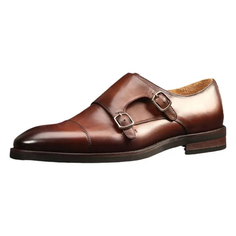 Brand Double Monk Strap Luxury Men Shoes Genuine Leather Handmade Fashion Designer Business Dress Shoes for Men Original