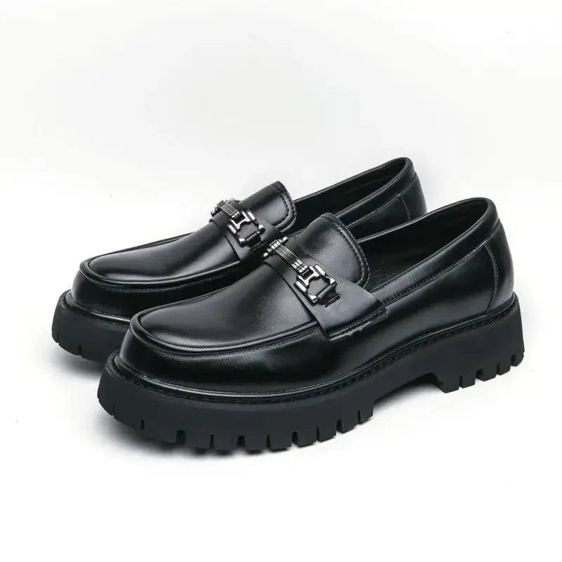 Britischer Stil Metall Schnalle Slipper Herren Dicksohlige Hochzeitsschuhe Neue Formelle Business Komfort Schuhe Slip-on Leder Freizeitschuhe
