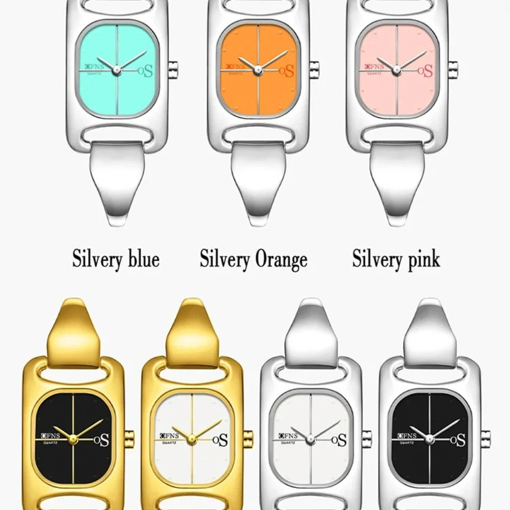 OFNS 5518 New women's watch high-end alloy niche ladies' square watch 3D studded waterproof quartz watch