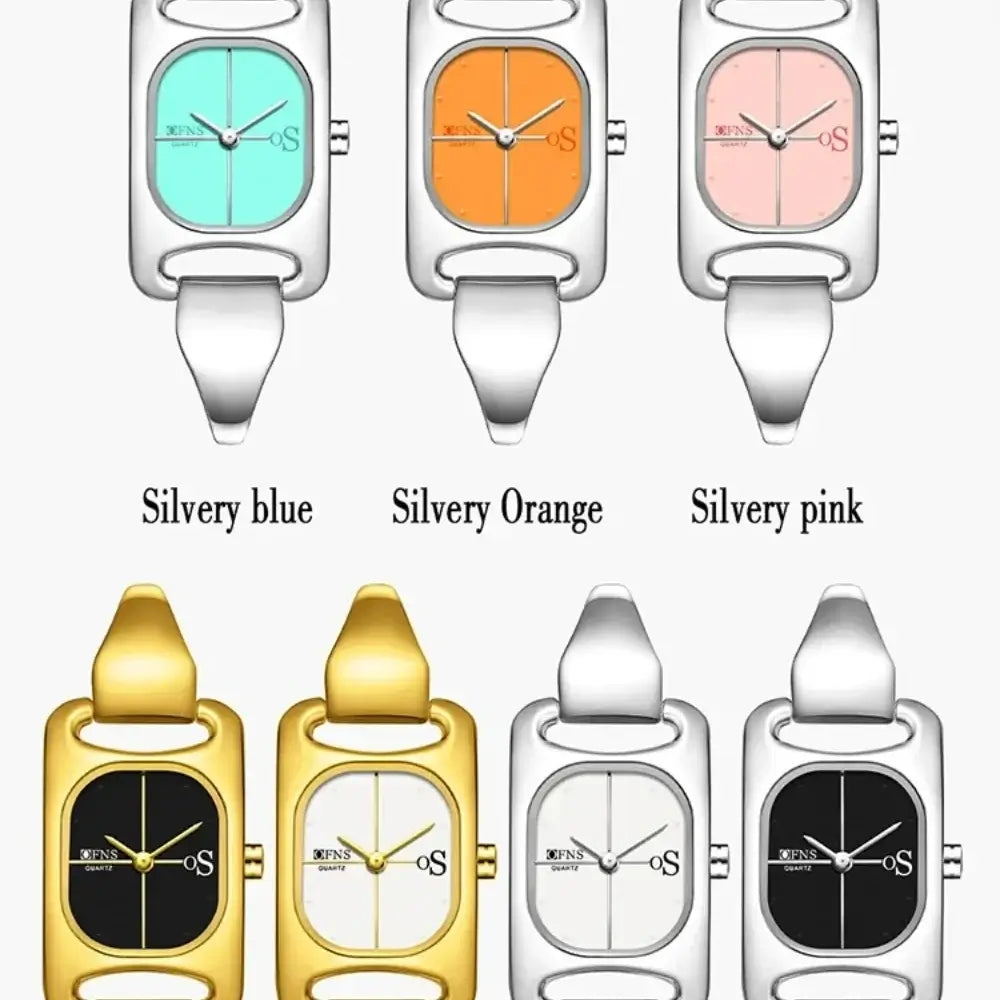 OFNS 5518 New women's watch high-end alloy niche ladies' square watch 3D studded waterproof quartz watch in various colors