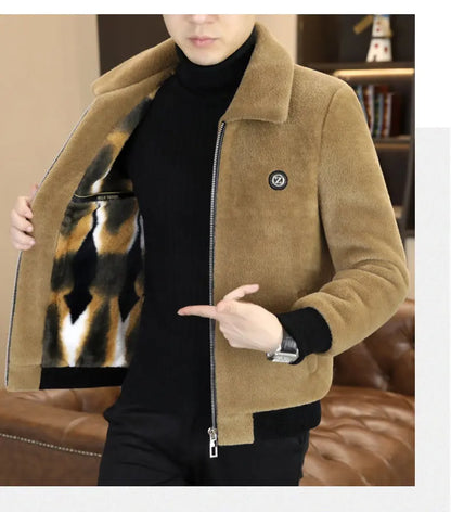 Winter Faux Fur Jacket for Men Thick Warm Fur Integrated Jacket High-quality Casual Business Windbreaker coats men clothing