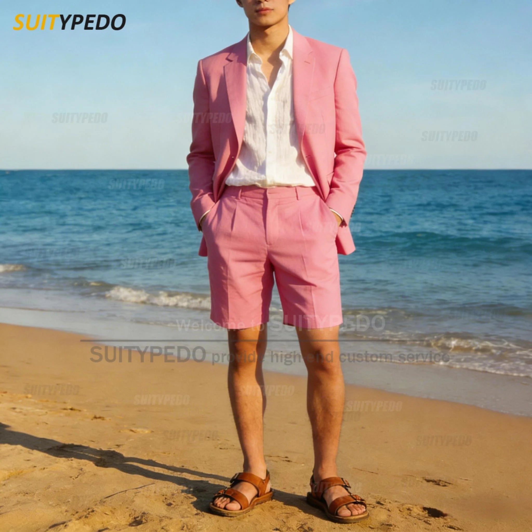 Summer New Design Suit Sets For Men 2 Piecs Blazer And Shorts Fashion Single Breasted Daily Beach Wedding Party Prom Suit Attire