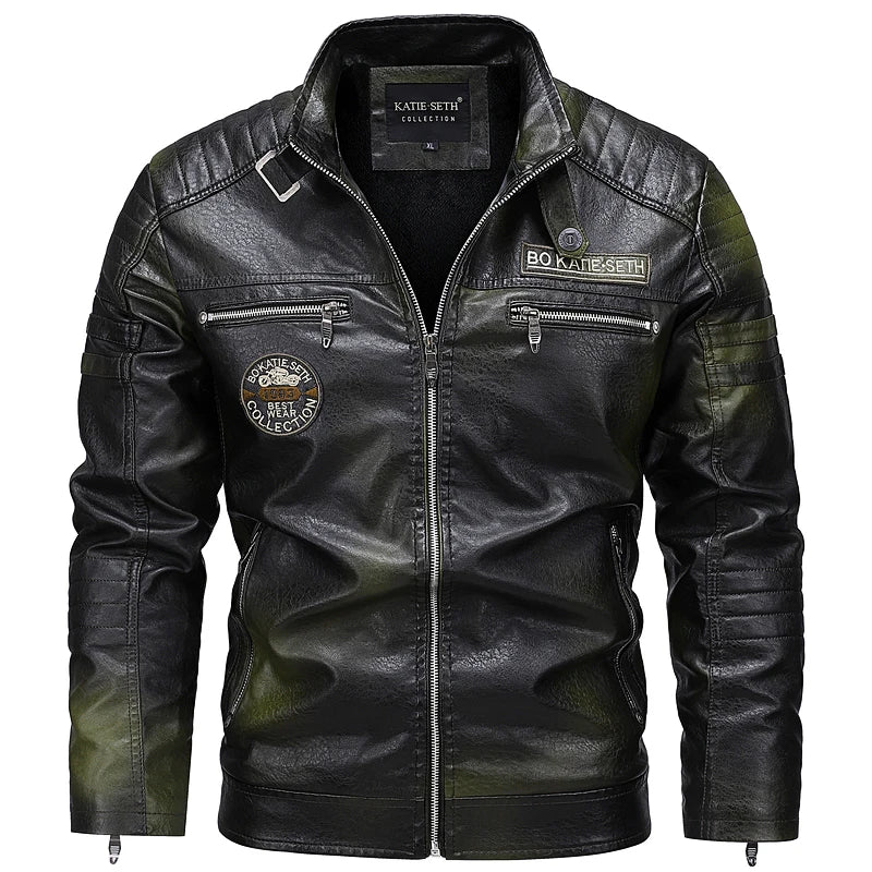 Men's Autumn Winter Men High Quality Fashion Coat Leather Jacket Motorcycle Style Male Casual Jackets For Warm Overcoat US Size