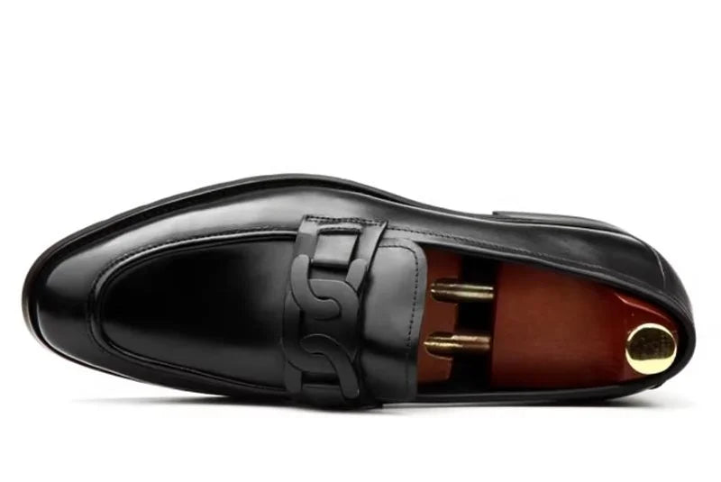 Hochwertige Metallschnalle Lederschuhe Für Herren Luxuriöse Slip-on Echtes Leder Business Formelle Schuhe Bräutigam Hochzeitsschuhe
