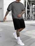 New Harajuku T-Shirt Men's Summer Loose Daily Couple Suit Outdoor Street Short Sleeve Shorts Two Piece Men Summer Suit