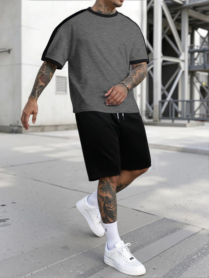 New Harajuku T-Shirt Men's Summer Loose Daily Couple Suit Outdoor Street Short Sleeve Shorts Two Piece Men Summer Suit