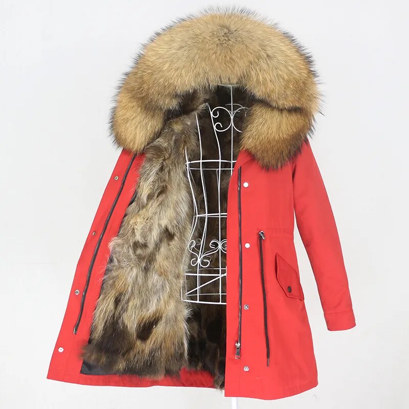 OFTBUY 2023 Long Waterproof Parka Real Fur Coat Winter Jacket Women Hood Natural Raccoon Fox Fur Outerwear Streetwear Detachable