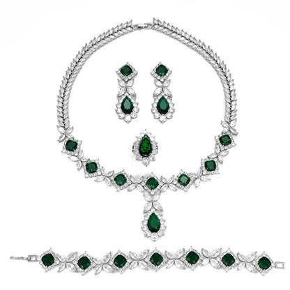 Ingenious  Luxury  4pcs Bridal Zirconia Jewelry Sets For Women Party , Dubai Nigeria  Crystal Wedding Jewelry Sets