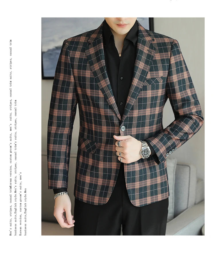 2024 New High-end Men's Two-button Suit Fashion Matching Handsome Casual Dating Slim Suit Single West Coat  Gucci Blazer Men