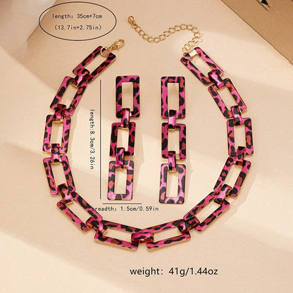 3/4PCS Stainless Steel Fashion Gold Color Geometric Chain Hollow Necklace Bracelets For Women Girl New Fashion Non-fading Set