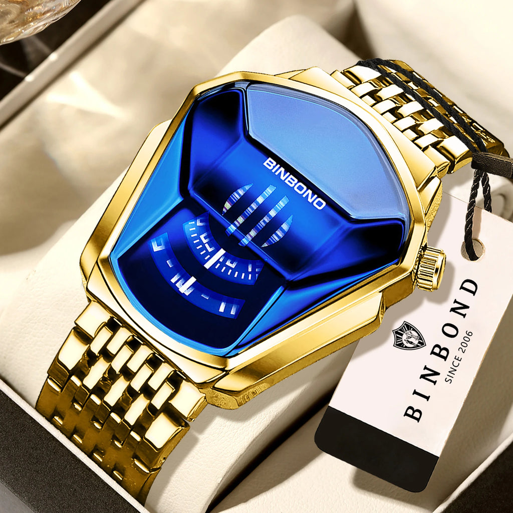 BINBOND Iron Man Face Orginal Brand Quartz Watches For Man Luxury Waterproof Men's Watch Sturdy Reloj Free Ship