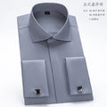 Men's French cufflink shirt with long sleeves slim fit concealed buttons solid color high end wedding dress formal men's