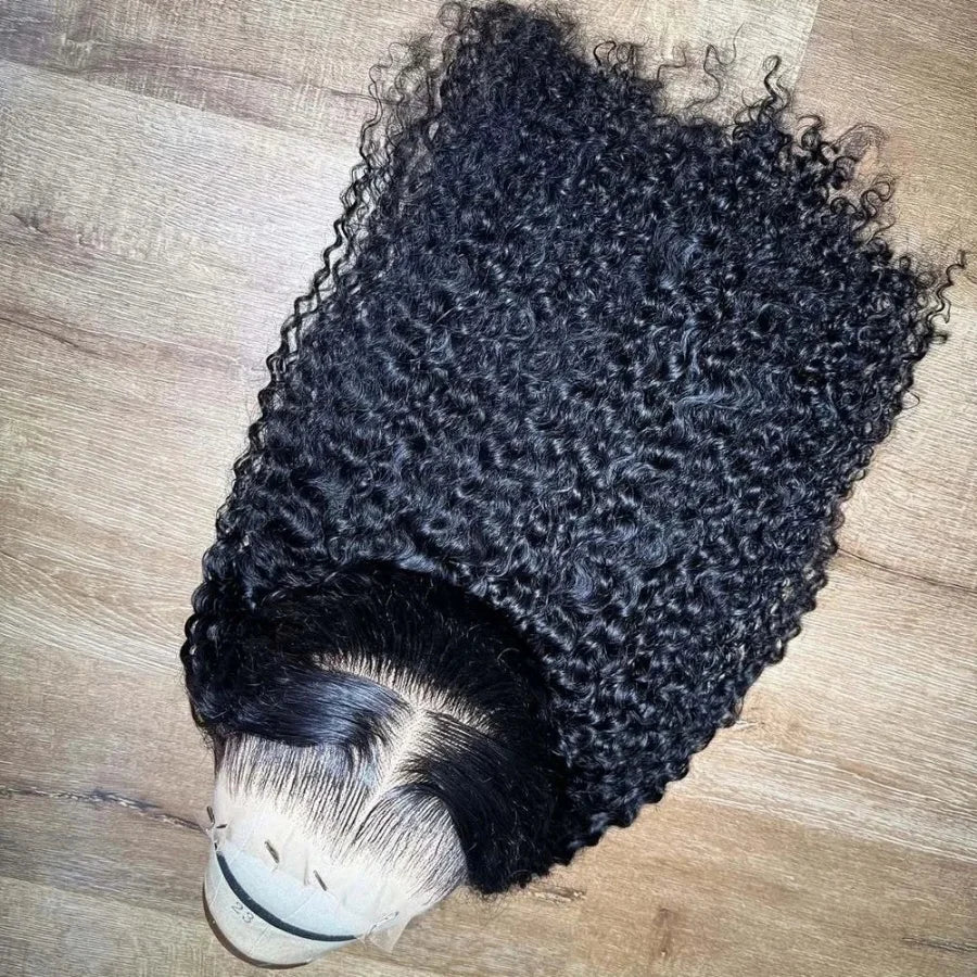 200% 40 Inch 13x4 Deep Wave Lace Front Wig Brazilian Virgin Human Hair Wig Natural Black Curly Hair HD Transparent Lace Frontal