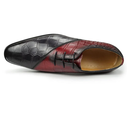 Fashion Men's Shoes New Oxford Red Black Mixed Color Zapatos De Hombre Genuine Leather Business Office Classic Leather Shoes Hot