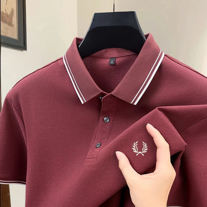 100% pure cotton high-end brand summer designer original exquisite embroidered polo shirt men's comfortable casual short sleeve