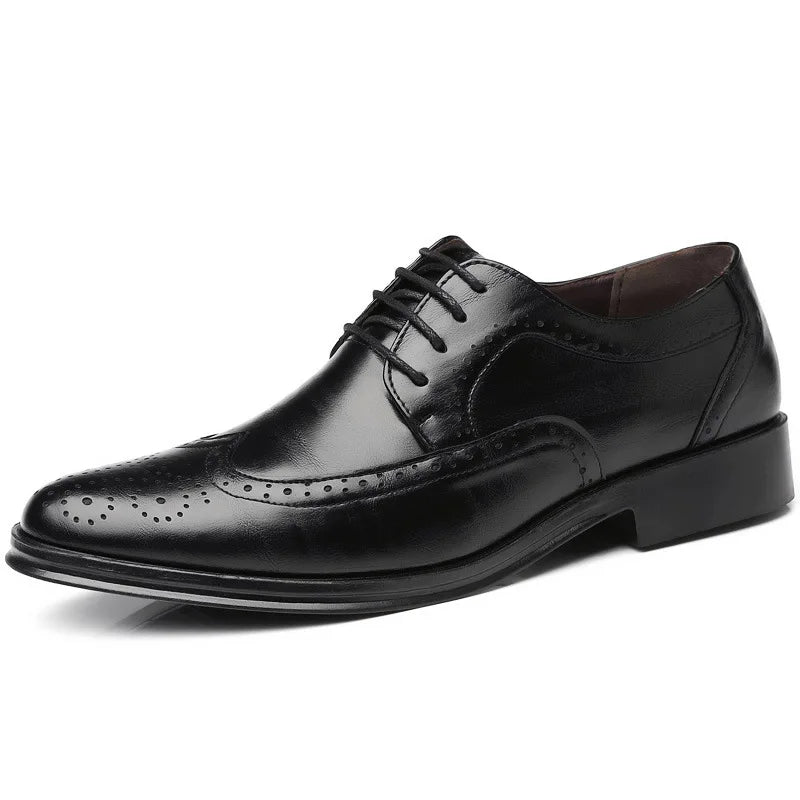 Herren Schnürschuhe Handgefertigt Brogue-Stil Party Lederschuhe Hochzeitsschuhe Herren Flats PU-Leder Business-Schuhe Atmungsaktive Business Loafers