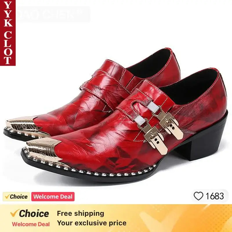 2024 Western Mode Spitz Zehen Metall Abendkleid Schuhe Blau Grau Party Hochzeit Lederschuhe für Herren