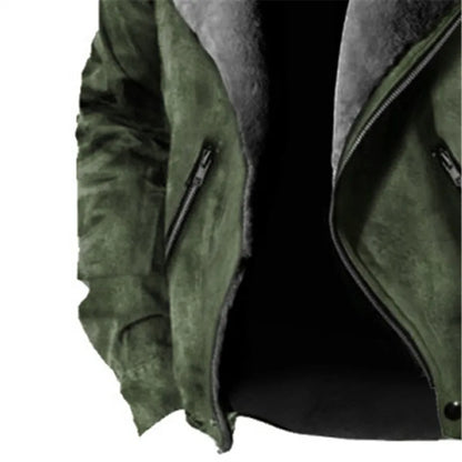 Winter Men's Fleece Jacket Casual Solid Thick Warm Loose Outwear Streetwear Male Turn Down Collar Zippers Coats Outdoor Jacket