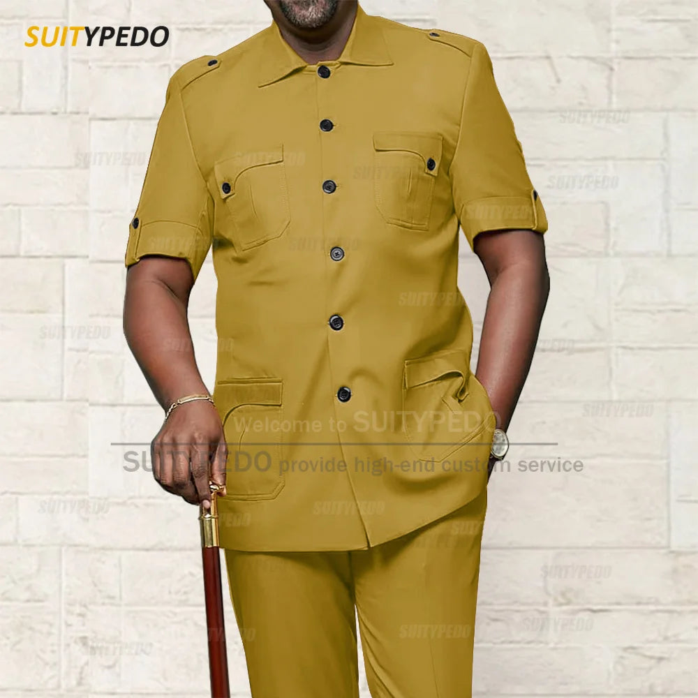 Custom Men Suit Sets For Formal Party Africa Style Male Good Quality Blazer Pants 2 Pieces Business Meeting Slim Fit Costumes