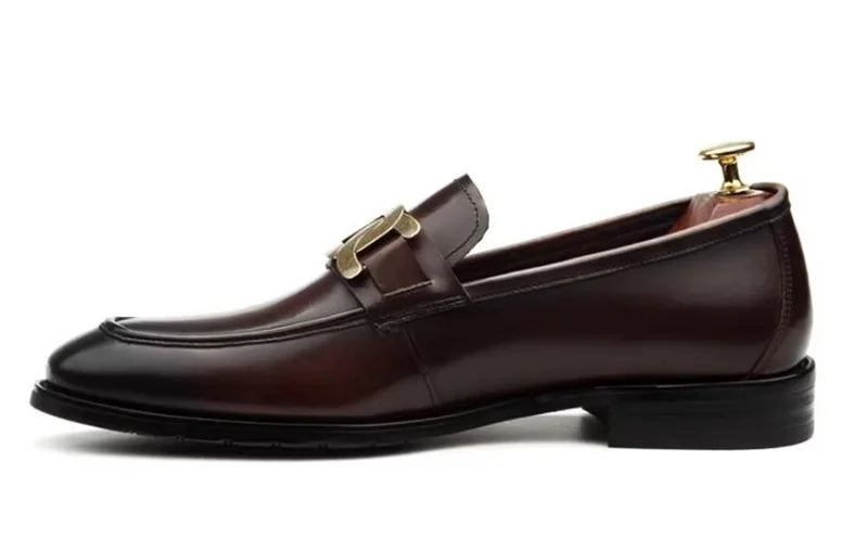 Hochwertige Metallschnalle Lederschuhe Für Herren Luxuriöse Slip-on Echtes Leder Business Formelle Schuhe Bräutigam Hochzeitsschuhe