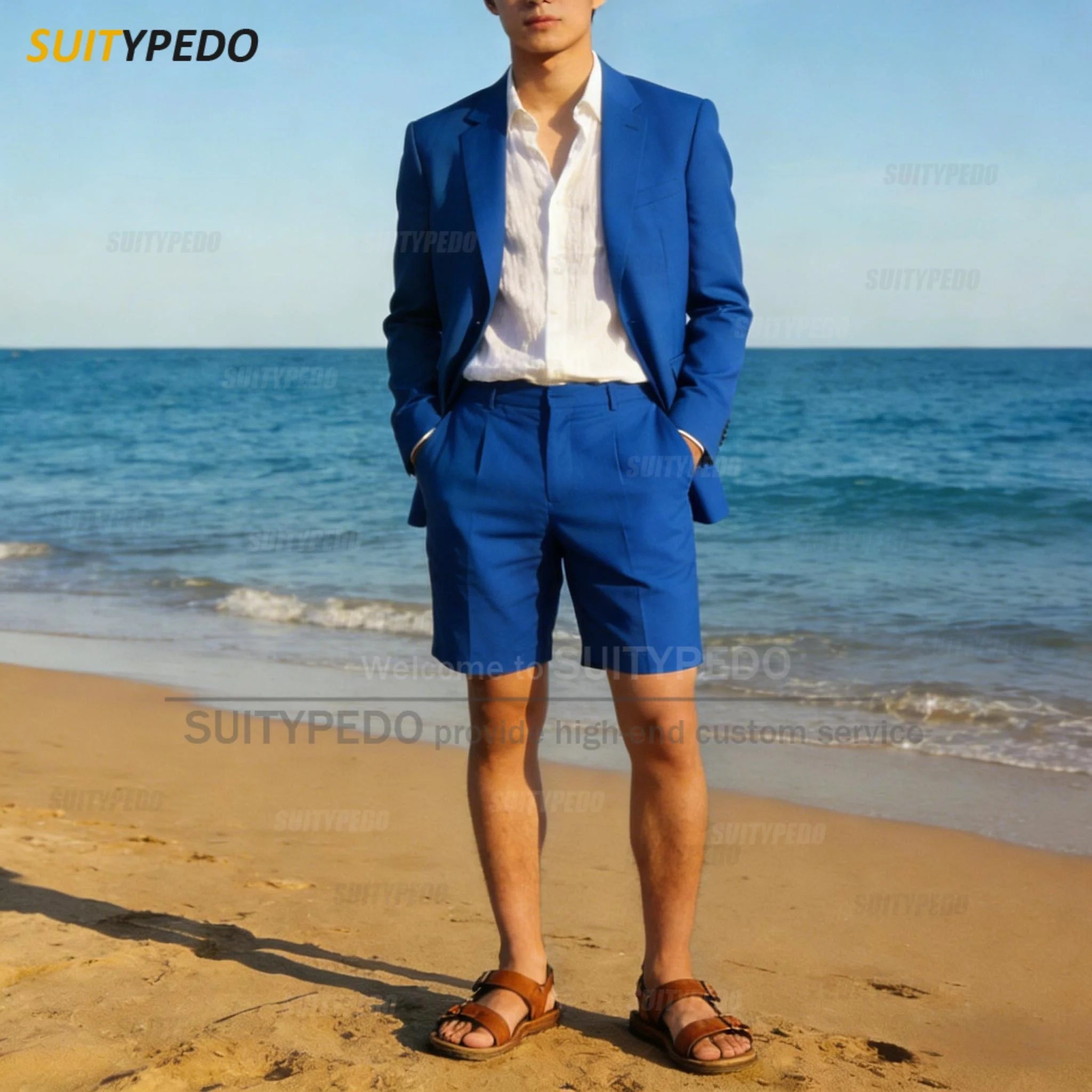 Summer New Design Suit Sets For Men 2 Piecs Blazer And Shorts Fashion Single Breasted Daily Beach Wedding Party Prom Suit Attire