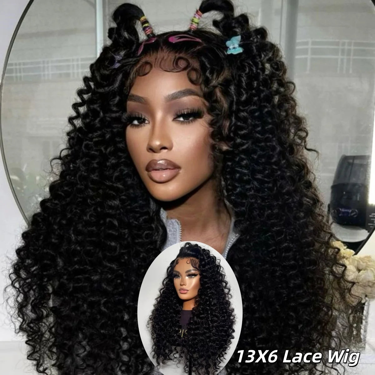 Deep Wave Lace Front Wigs Human Hair 13x6 HD Lace Front Wigs Burmese Curly 13X4 Human Hair Pre Plucked Brazilian Curly Human Hair Wig 200 Density Deep Wave Frontal Wigs Human Hair HD Lace 26 Inch Curly Wigs for Black Women Pr