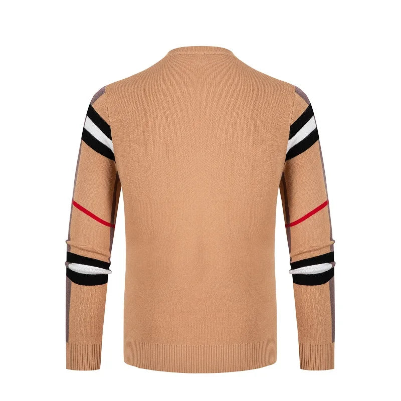 New Fall Winter High End Designer Knitwear Men Classic Casual Stripe Plaid Pullovers Mens Business Brand Soft Warm Sweaters