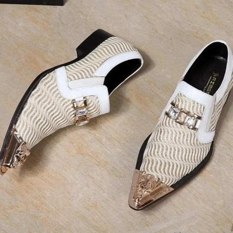 Neue echte Leder spitze Zehen Metallspitze Kristall handgemachte Herren Lederschuhe Mode Friseur große Schuhe 13