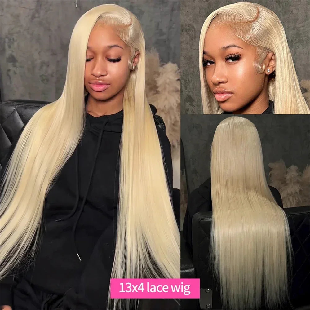 613 Colored Straight Human Hair 13x4 HD Blonde Lace Front Wigs 200 Density 13x6 Transparent Full Lace Frontal Wigs 44 46 Inches