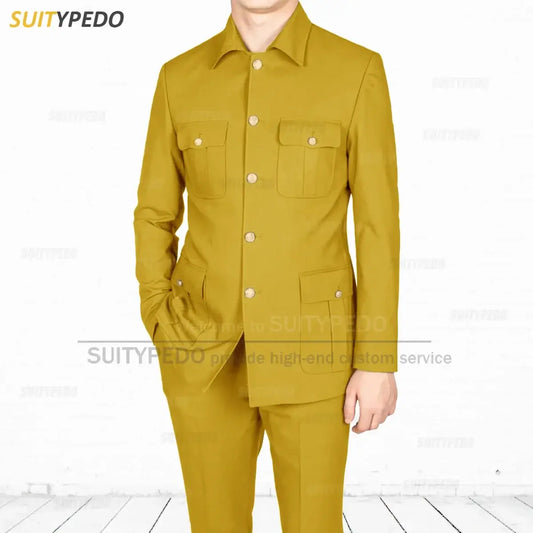 New Formal Men Suit Set Daily Casual Party Classic Blazer Pants 2 Pieces Homecoming Tailor-made Fashion Single Breasted Costumes