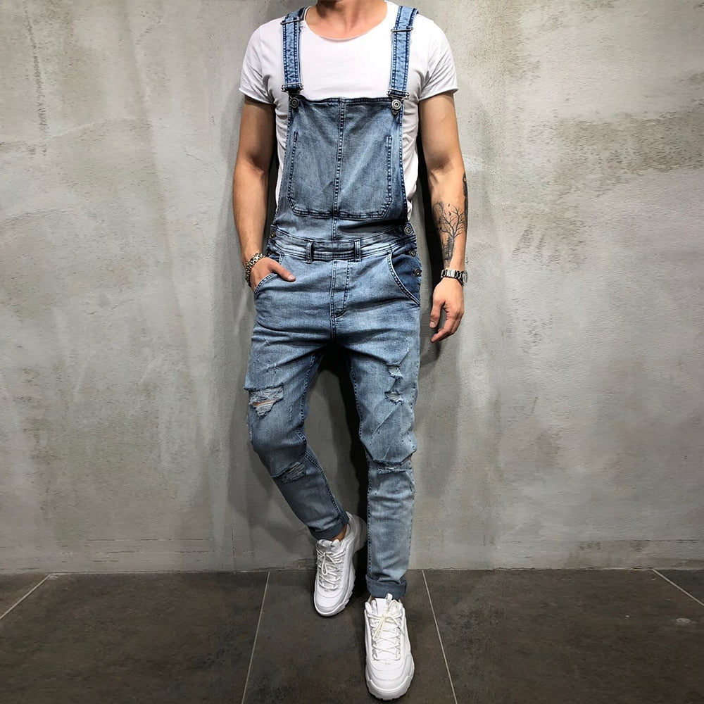 Mens Summer Solid Denim Overalls Jumpsuit Dungaree Suspender and Brace Bibs Pants Jumpsuit Trousers S-3XL For Free Shipping 2023