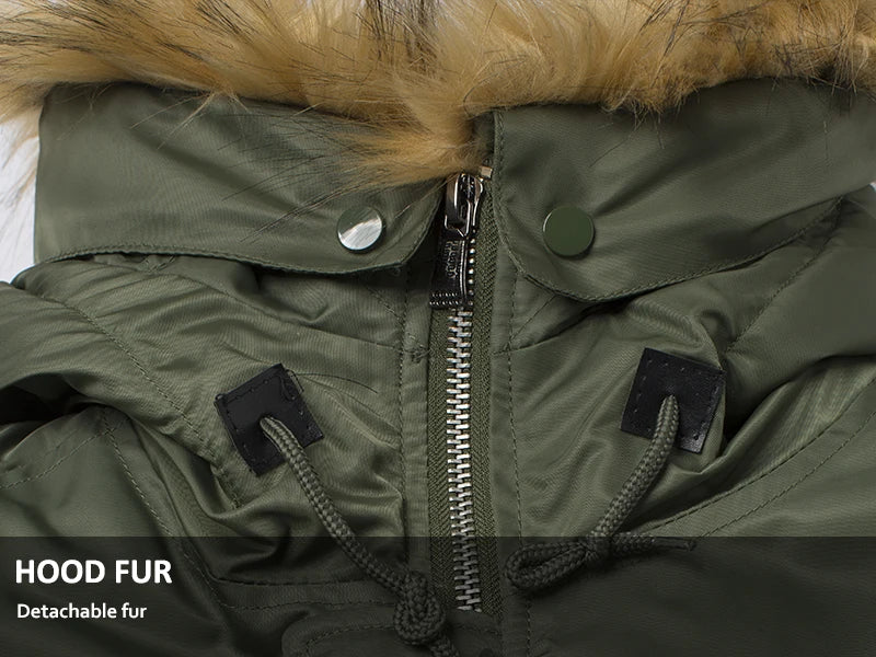 Winter N3B usaf waterproof puffer long coat military fur hood warm tactical bomber army thick us air force parka for men