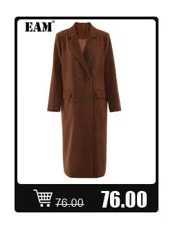 [EAM] Loose Fit Black Pu Leather Mesh Elegant Jacket New Lapel Long Sleeve Women Coat Fashion Tide Spring Autumn  17A8517