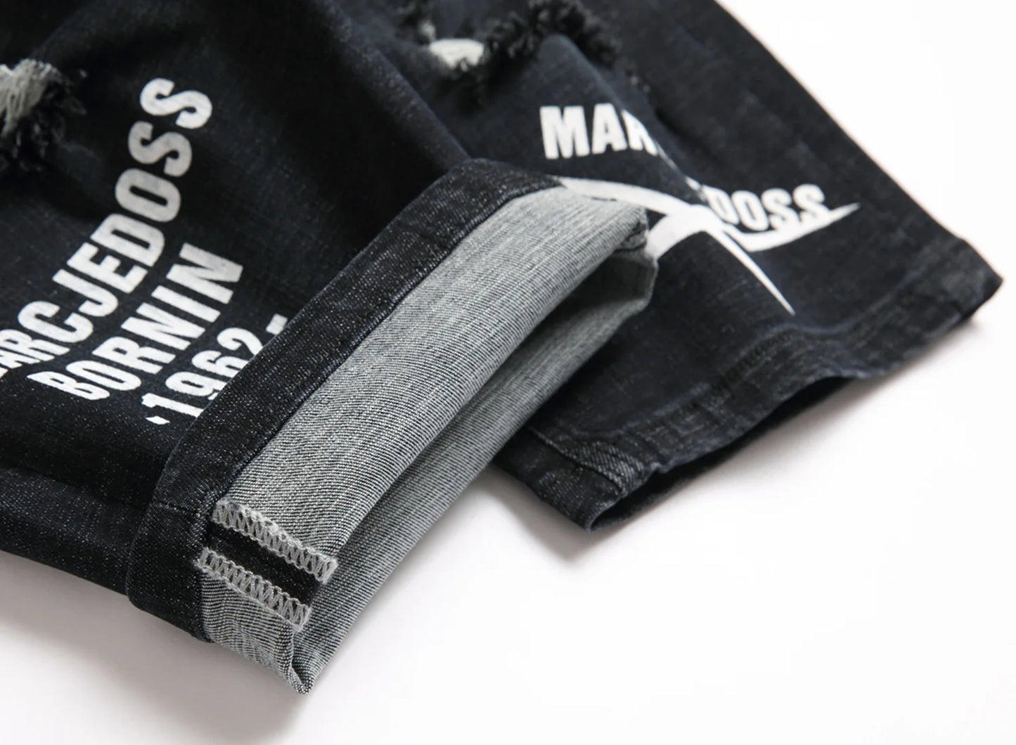 Herren Sommer Weiße Ripped Denim Shorts Male Löcher Kurze Jeans Neue Mode Streetwear Stretch Jeans Shorts Hosen Gerader Schnitt Jeans