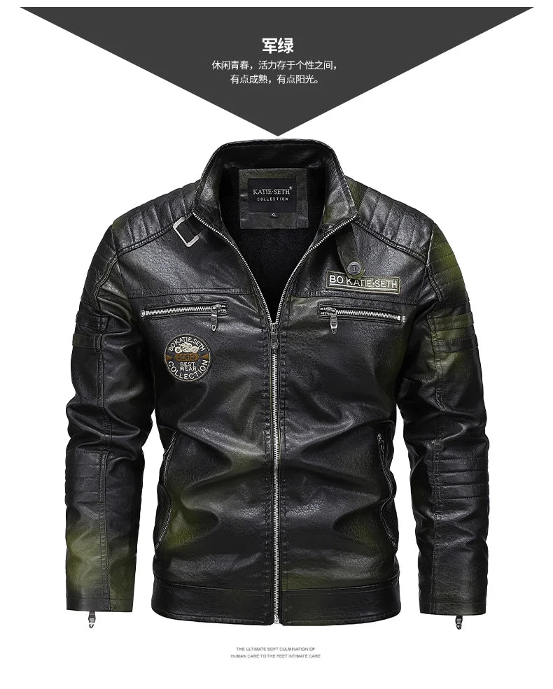 Men's Autumn Winter Men High Quality Fashion Coat Leather Jacket Motorcycle Style Male Casual Jackets For Warm Overcoat US Size