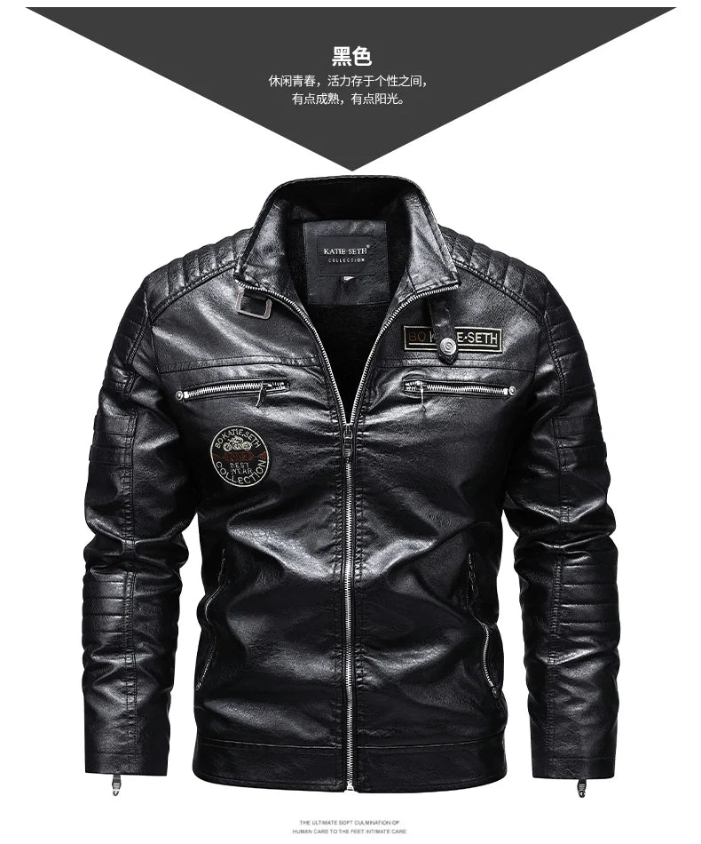 Men's Autumn Winter Men High Quality Fashion Coat Leather Jacket Motorcycle Style Male Casual Jackets For Warm Overcoat US Size
