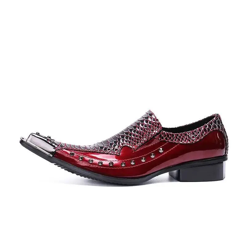 2024 Western Mode Spitz Zehen Metall Abendkleid Schuhe Blau Grau Party Hochzeit Lederschuhe für Herren