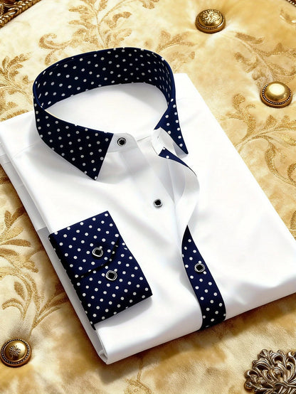 FGKKS Men's Shirt Brand New Arrival Patchwork Four Season Tuxedo Long Sleeve Smart Casual Elastic Male Business Shirts
