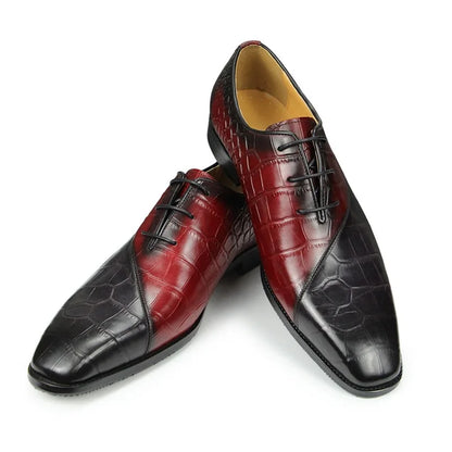 Fashion Men's Shoes New Oxford Red Black Mixed Color Zapatos De Hombre Genuine Leather Business Office Classic Leather Shoes Hot