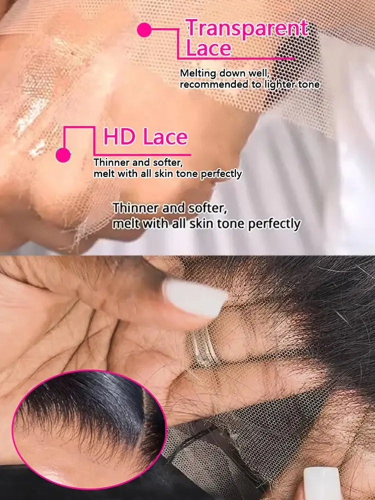 40 46 Zoll 200 Dichte Frontalperücke für schwarze Frauen Brasilianische Perücken Echthaar 5x5 Knochenglatt HD Transparent Lace Front Perücken