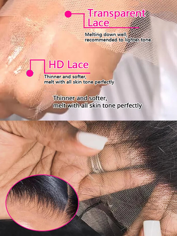 40 46 Zoll 200 Dichte Frontalperücke für schwarze Frauen Brasilianische Perücken Echthaar 5x5 Knochenglatt HD Transparent Lace Front Perücken
