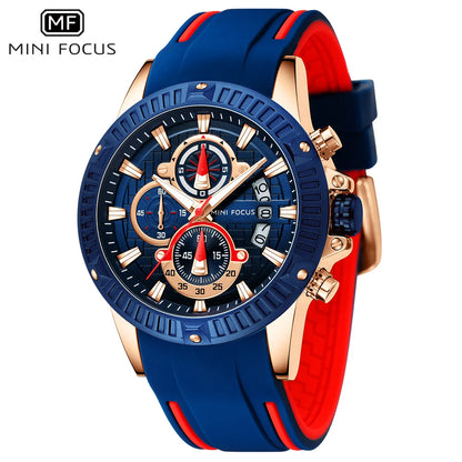 Top Brand MINI FOCUS Watch for Men Waterproof Silicone Strap Quartz Chronograph Male Wristwatches Luminous Relogio Masculino
