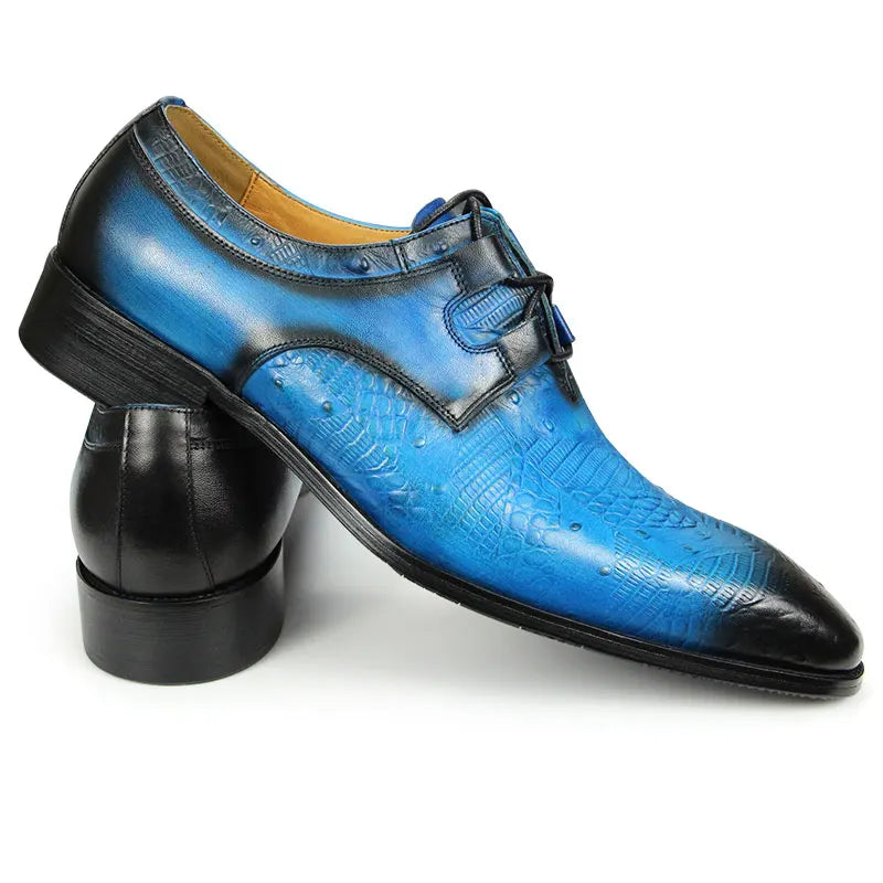 High Quality New Blue Black Luxury Derby for Men Formal Fashion Business Designer Style Social Natural Casual Shoe Leather